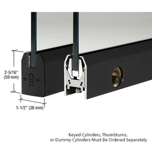 CRL Matte Black 1/2" Glass Low Profile Tapered Door Rail With Lock - Custom Length