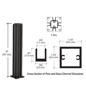 CRL Semi-Gloss Black 18" 4-Way Design Series Partition Post