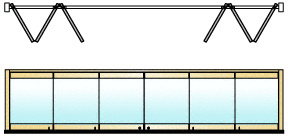 CRL Polished Brass 6-Panel Bipart Overhead Track Full Bi-Fold Door Configuration