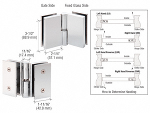 CRL 316 Polished Stainless Single Acting Right Hand Glass-to-Glass Gate Pivot Hinge