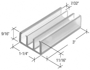 CRL Clear 1-1/4" Wide Sliding Shower Door Bottom Guide