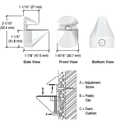 CRL White Adjustable Shelf Clamp