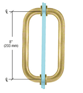 CRL Satin Brass 8" Back-to-Back Solid Brass 3/4" Diameter Pull Handles with Metal Washers