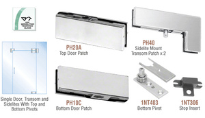 CRL Brushed Stainless North American Patch Door Kit for Use with Fixed Transom and Two Sidelites - Without Lock