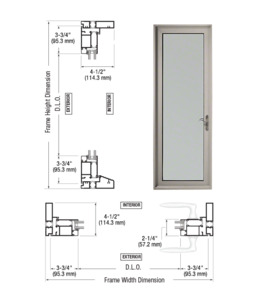 Custom Series 900 Clear Anodized Hinged Right Swing Out Terrace Single Door with 3-3/4" Bottom Rail and Standard Threshold
