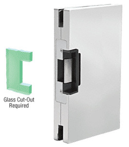 CRL Satin Anodized 6" x 10" RH/LHR Custom Center Lock Glass Keeper with Deadlatch Electric Strike