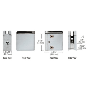 CRL Brushed Stainless Z-Series Square Type Radius Base Stainless Steel Clamp for 3/8" Glass