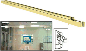 CRL Polished Brass Double Narrow Floating Header with Surface Mounted Top Pivots - Custom Length