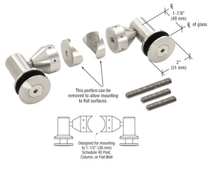 CRL Polished Stainless Double Arm Fixed Fitting Set for 1/2" Glass