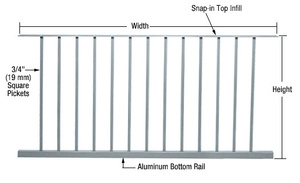 CRL Mill 200, 300, 350, and 400 Series 60"W x 36"H Picket Panel