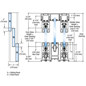 CRL Satin Anodized XOX SSR 4" Square Sliding Door System