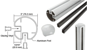 CRL Metallic Silver AWS 3" Diameter Round 90 Degree 48" Corner Post Kit