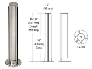 CRL Brushed Stainless 2" Round Tight-Fit Series Partition Post - Corner