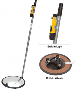 CRL 12" Convex Inspection Mirror with Wheels and Light