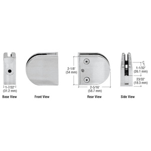 CRL Brushed Stainless Z-Series Round Type Flat Base Stainless Steel Clamp for 1/2" Glass