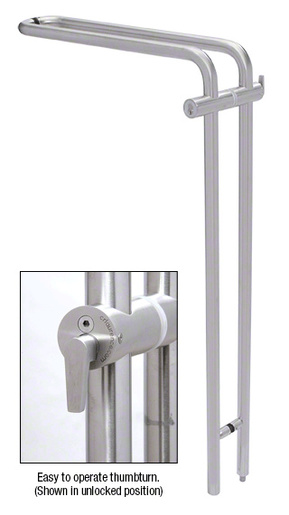 CRL 316 Brushed Stainless 42" Left Hand LLPA Series Locking Ladder Pull - Curved Exterior