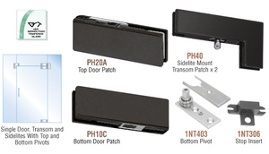 CRL Matte Black North American Patch Door Kit for Use with Fixed Transom and Two Sidelites - Without Lock