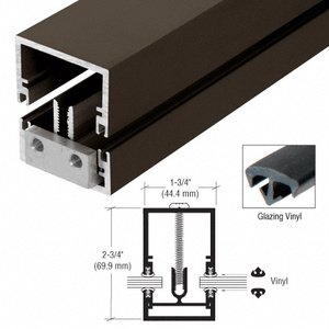 CRL-U.S. Aluminum Deep Division Bar With Vinyl 1-3/4" x 2-3/4", Dark Bronze Anodized - 24'