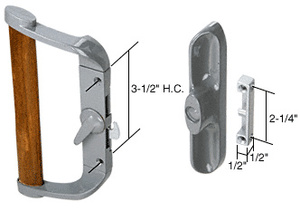CRL Aluminum/Wood Hook-Style Surface Mount Handle 3-1/2" Screw Holes - Non-Keyed