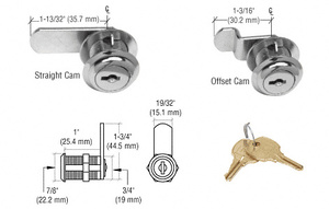 CRL Brushed Nickel Cam Lock - Keyed Alike