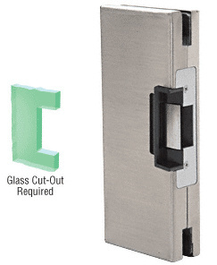 CRL Brushed Stainless 4" x 10" LH/RHR Custom Center Lock Glass Keeper with Deadlatch Electric Strike