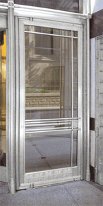 CRL Premium Satin Anodized Aluminum Medium Stile Door for 1" Glazing; 3-11/32" Top Rail; 9-1/2" Bottom Rail; Concealed Hinge Tube LHR; Without Lock