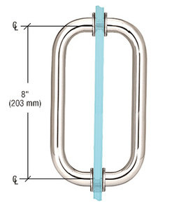 CRL Polished Nickel 8" Back-to-Back Solid Brass 3/4" Diameter Pull Handles with Metal Washers