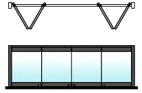 CRL Black Powder Coated 4-Panel Bipart Overhead Track Full Bi-Fold Door Configuration