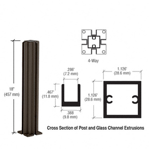 CRL Duranodic Bronze 18" 4-Way Design Series Partition Post