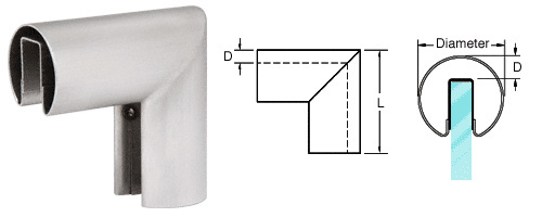 CRL Brushed Stainless 1-1/2" 90 Degree Vertical Corner for 1/2" or 5/8" Glass Cap Railing