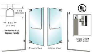CRL-Blumcraft® Brushed Stainless Left Hand Reverse Glass Mount Keyed Access "D" Exterior, Top Securing Designer Series Panic Handle