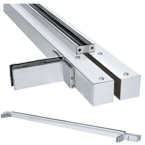 CRL Satin Anodized Custom Size Double Door Floating Header With Fin Brackets for 1/2" Glass
