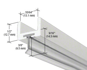 CRL Brite Anodized Frameless Shower Door Aluminum U-Channel With Wipe for 1/2" Thick Glass