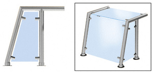 CRL Brushed Stainless Contemporary 212 Series 1-1/2" Tubing Glass On Top, Front, and One or Both Ends Sneeze Guard
