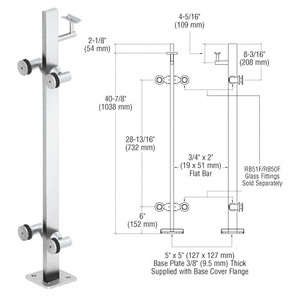 CRL Polished Stainless 42" P3 Series 180 Degree Center Post Railing Kit