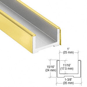 CRL-Blumcraft® Polished Brass Wet Glaze U-Channel for 3/4" (19 mm) Glass 120"
