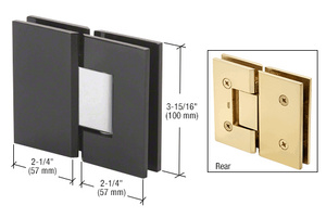 CRL Black with Chrome Center Block Vienna 180 Series Glass-to-Glass Hinge