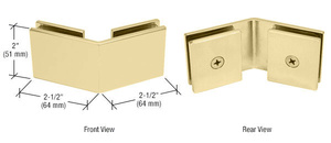 CRL Unlacquered Brass Square 135 Degree Glass-to-Glass Clamp