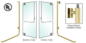 CRL-Blumcraft® Polished Brass Left Hand Double Acting Glass Mount Keyed Access "D" Exterior Top Securing Deadbolt Handle