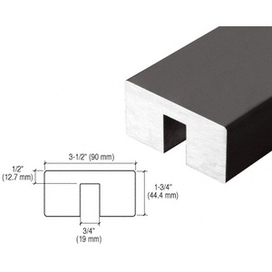 CRL-Blumcraft® Dark Bronze Anodized Custom 339 Series 3-1/2" x 1-3/4" Extruded Aluminum Cap Rail