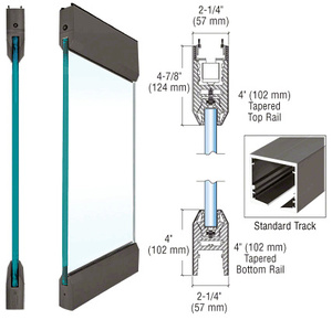 CRL Black Bronze Type 1 Standard SPS with 4" Tapered Rails Top and Bottom