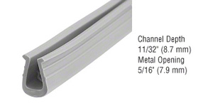 CRL Gray Glazing Vinyl 11/32" Channel Depth 5/16" Metal Opening - 100' Roll