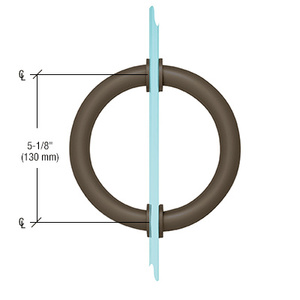 CRL Oil Rubbed Bronze 5-1/8" Tubular Back-to-Back Circular Style Brass Shower Door 3/4" Diameter Pull Handles
