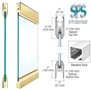 CRL Polished Brass Type 1 Standard SPS with 4" Tapered Rails Top and Bottom