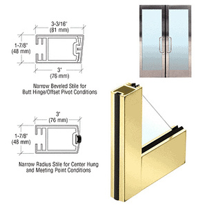 CRL 3" Polished Brass Narrow Stile Clad Full Framed Door