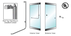 CRL-Blumcraft® Brushed Stainless Right Hand Reverse Roll Top Rail Mount "Z" Keyed Access Exterior Top Securing Deadbolt Handle