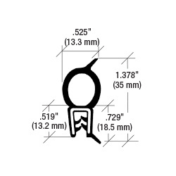 CRL Black Vertical Bulb Trim Seal® with Lip Seals