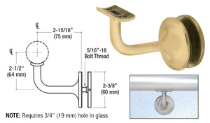 CRL Satin Brass Pismo Series Glass Mounted Hand Rail Bracket for 1-1/2" and 1.66" Diameter Hand Rail Tubing