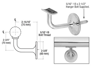 CRL Polished Stainless Pismo Series Concealed Surface Mounted Hand Railing Bracket for 2" Tubing