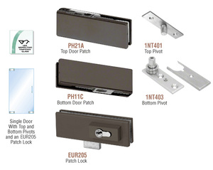 CRL Black Bronze Anodized European Patch Door Kit - With Lock